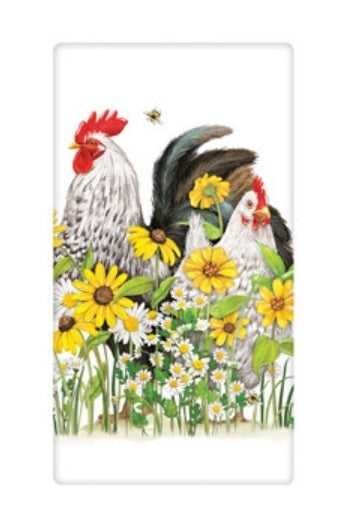 Flower Chickens Bagged Towel