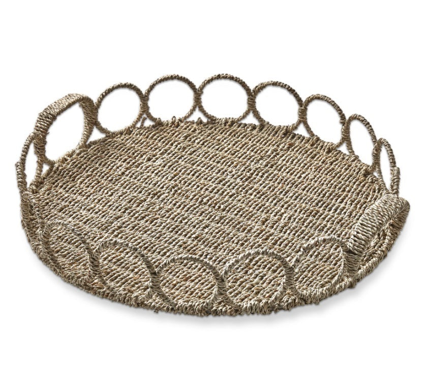seagrass link round tray - natural
