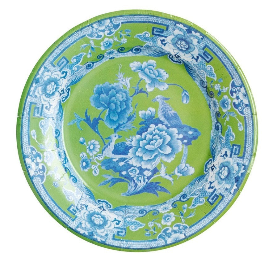 Green and Blue Chinoiserie Salad Paper Plates