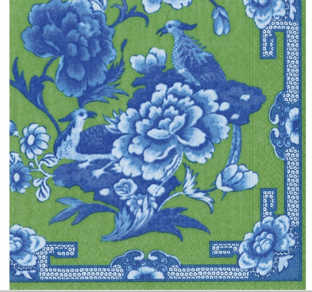 Green and Blue Chinoiserie Dinner Napkins