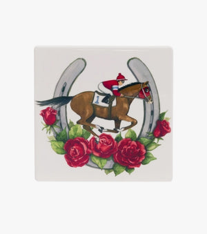 Kentucky Derby Jockey & Julep 4" Ceramic Coaster