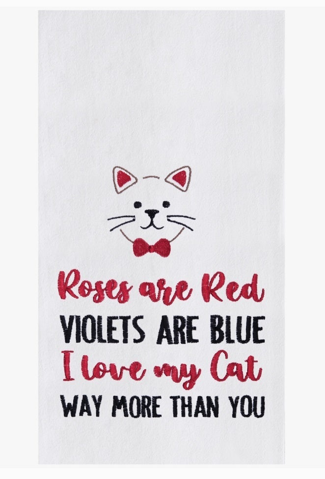 Valentine's Day I Love My Cat Kitchen Towel