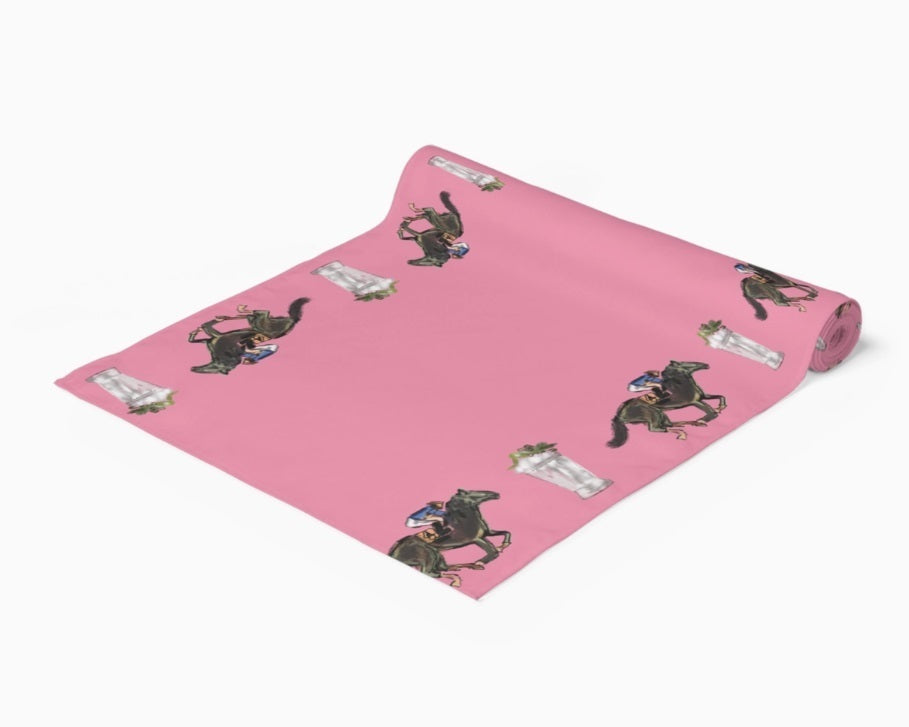 Race Horse and Mint Julep Pink Paper Table Runner