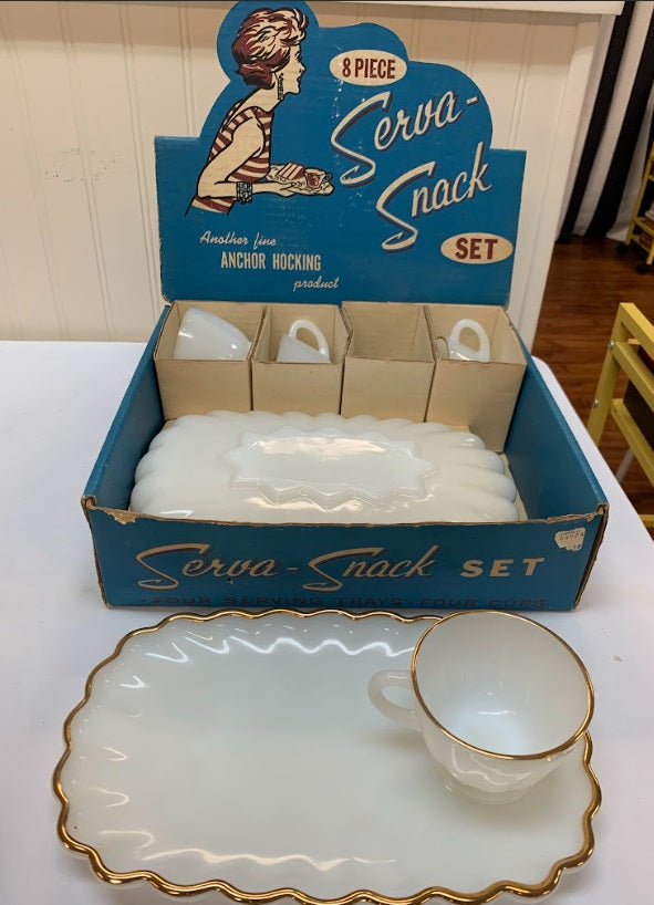 Milk glass luncheon set store