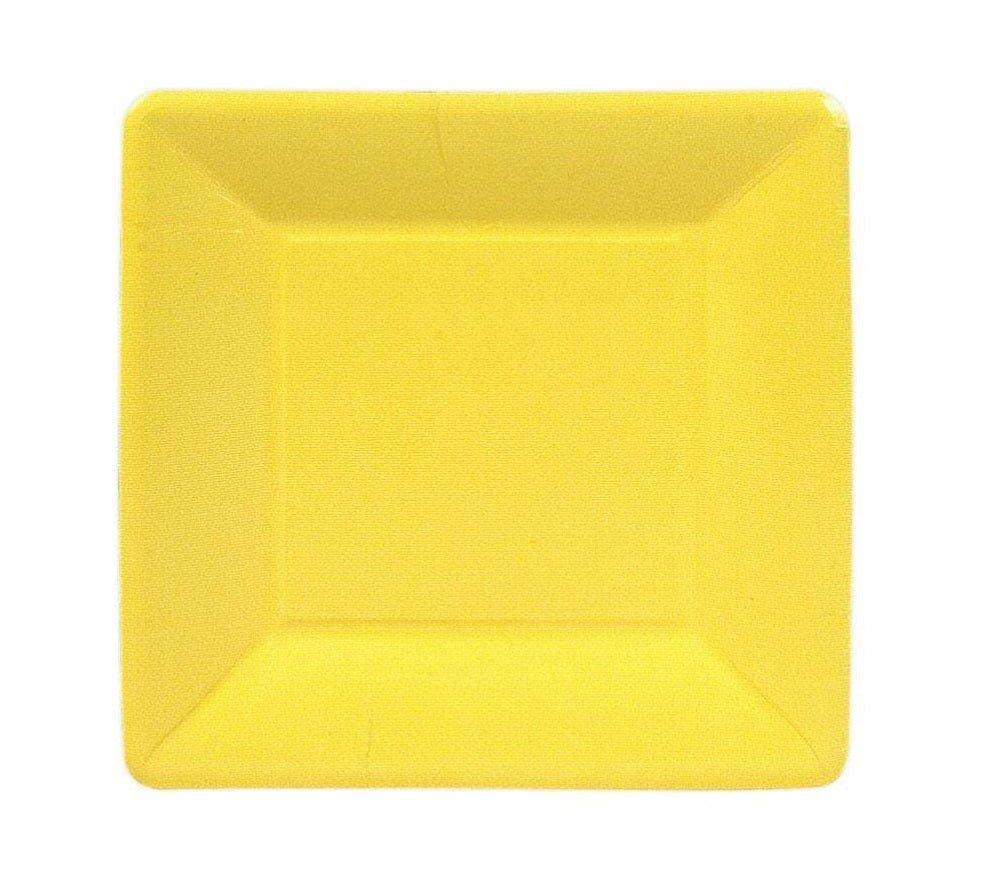 Grosgrain Border Yellow Square Salad/Dessert Plates