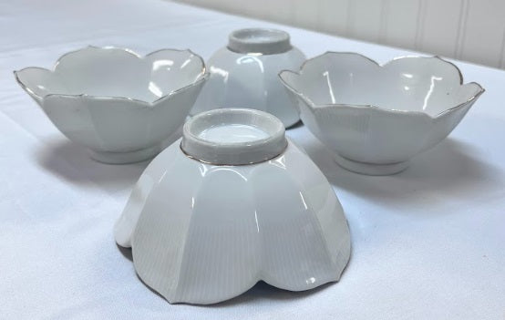 Set Of 4 White lotus Bowls