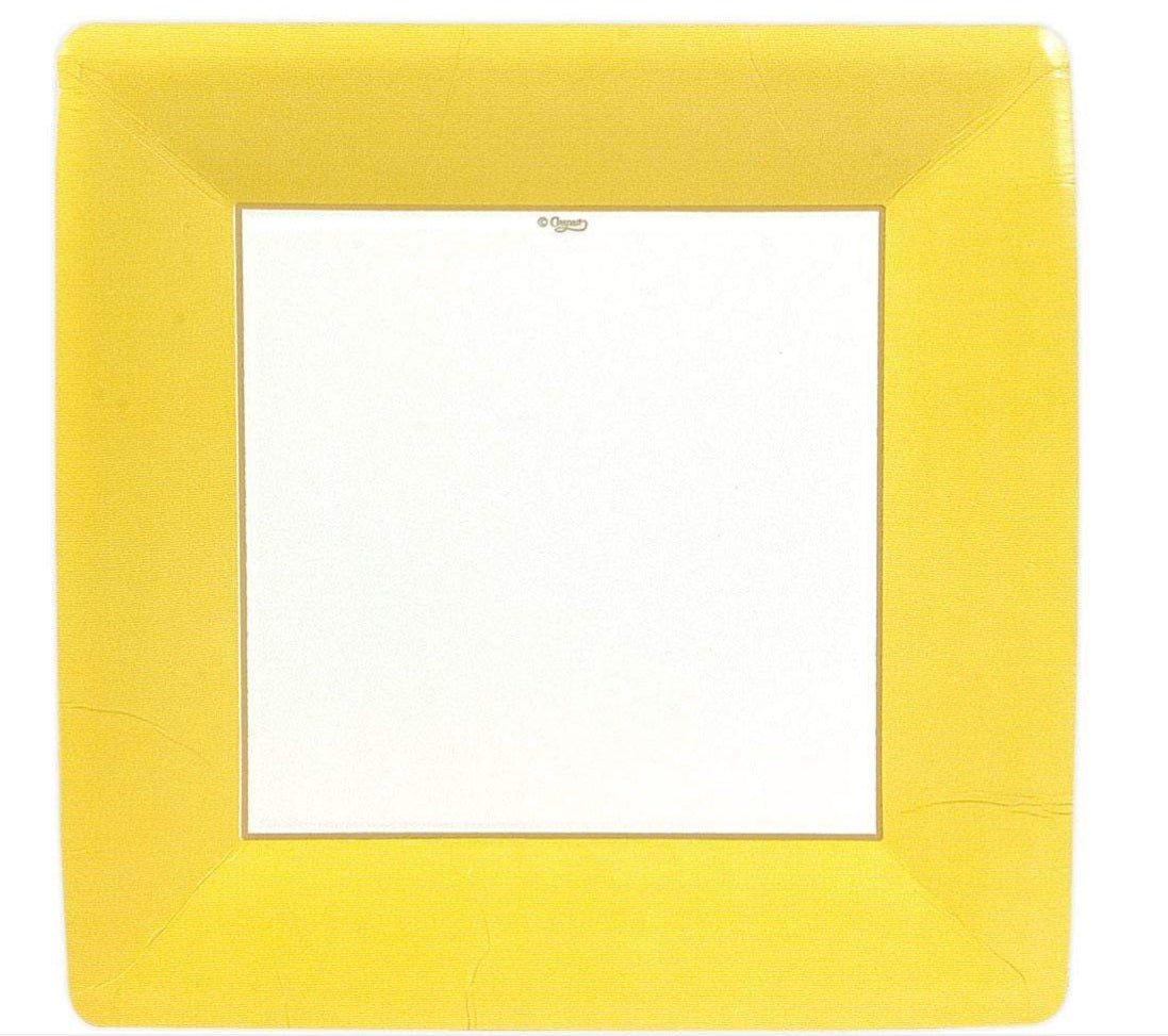 Grosgrain Border Yellow Square Dinner Plate