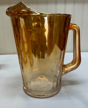 Amber Pitcher And 8 Glasses