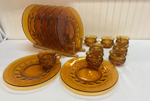 8 Thumbprint Punch Cups And 8 Plates