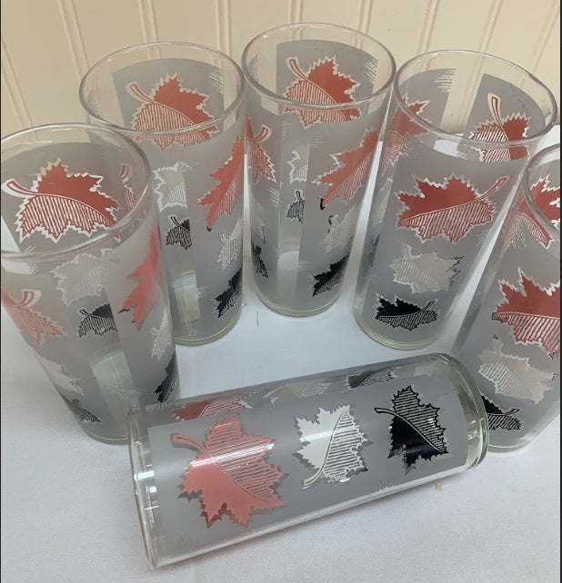 Leaf Frosted Glasses Set 4