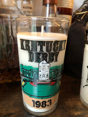 Kentucky derby glass candle