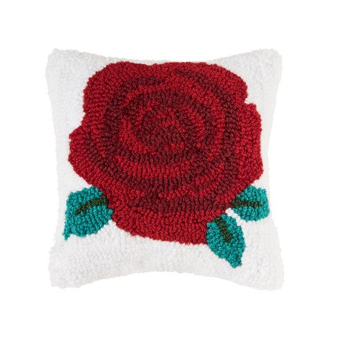 hooked rose accent pillow