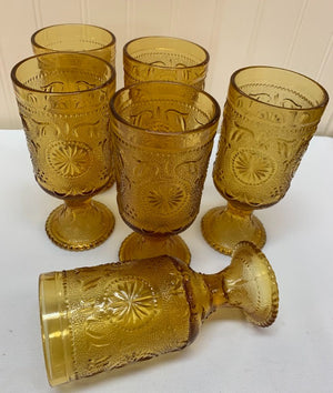 Amber Colored Footed Tea Glass Set 6