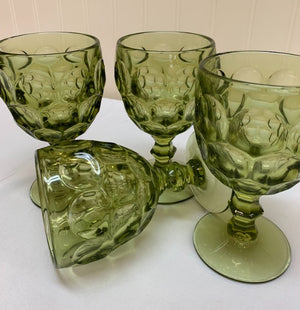 Set Of 4 Green Goblets